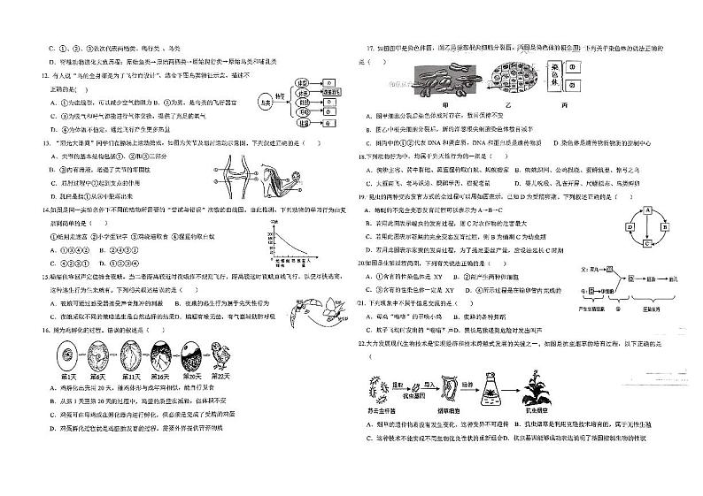 山东省东营市东营区文华学校2023-2024学年八年级上学期12月月考生物试题第2页