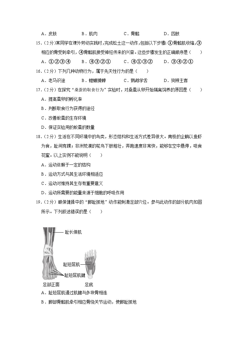 山东省淄博市张店区2023-2024学年八年级上学期期中生物试卷（五四学制）03