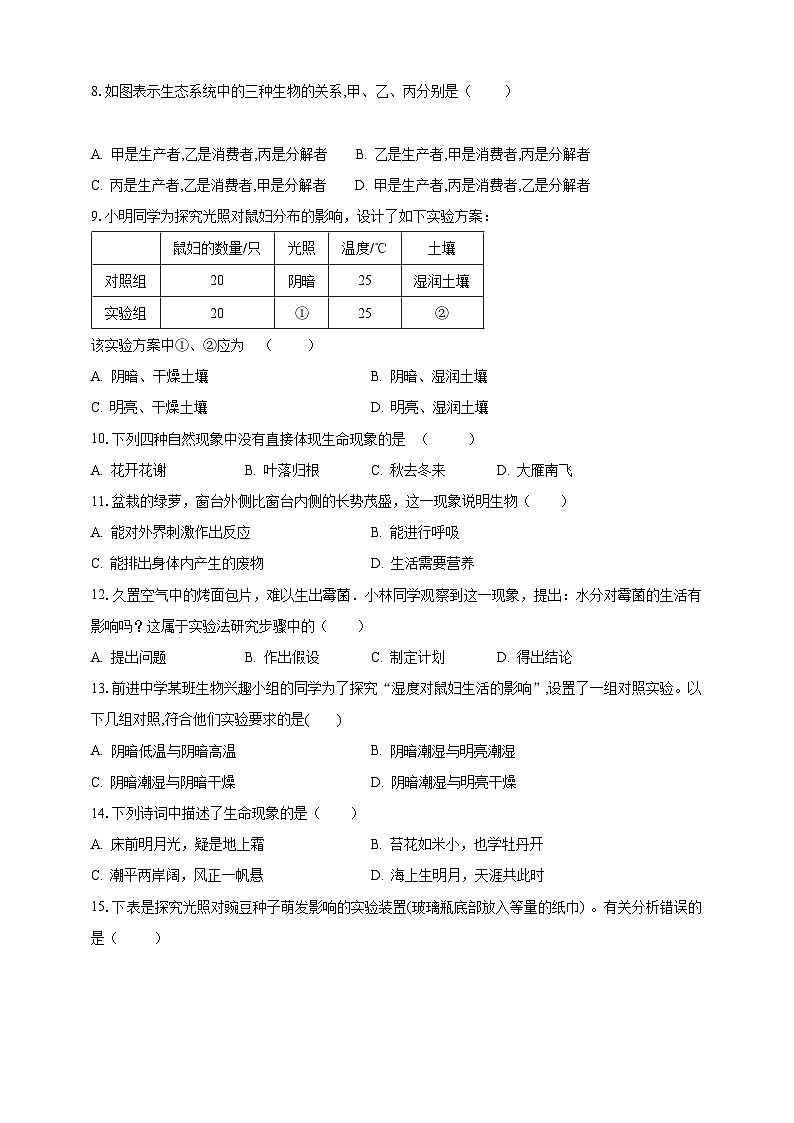 【期末复习】人教版 初中生物 七年级上册期末复习第一单元检测试题（含解析卷）.zip02