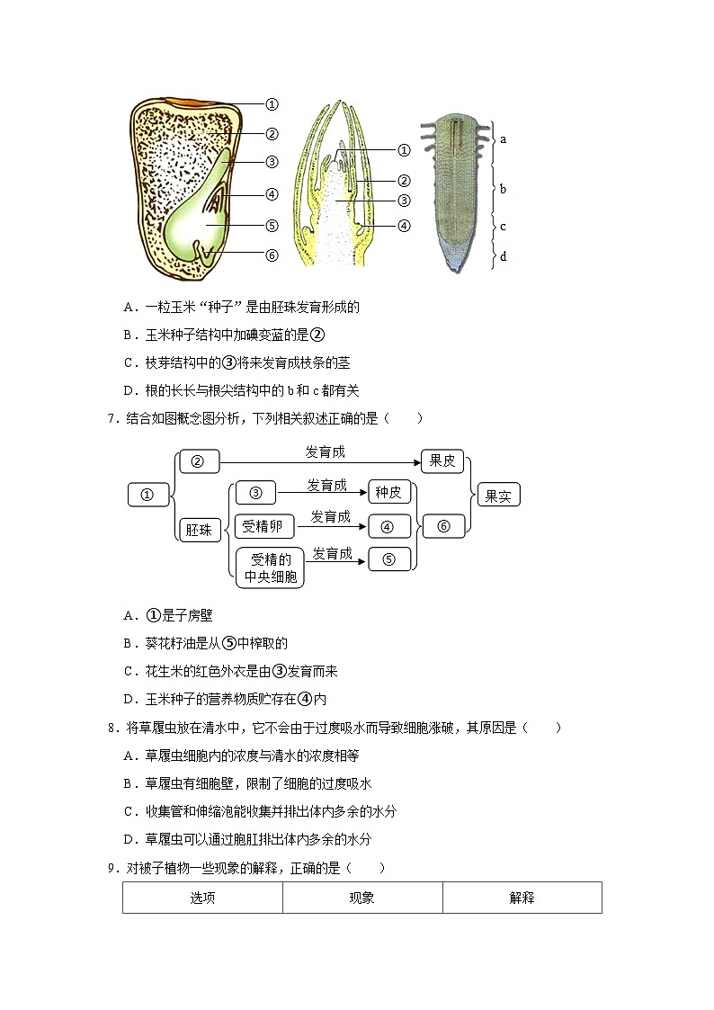 山东省沂水县第四实验中学2023-2024学年七年级上学期12月月考生物试题第2页