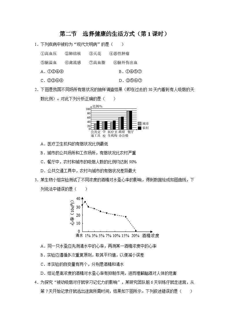 8.3.2 [练习·能力提升]选择健康的生活方式（第1课时）第1页