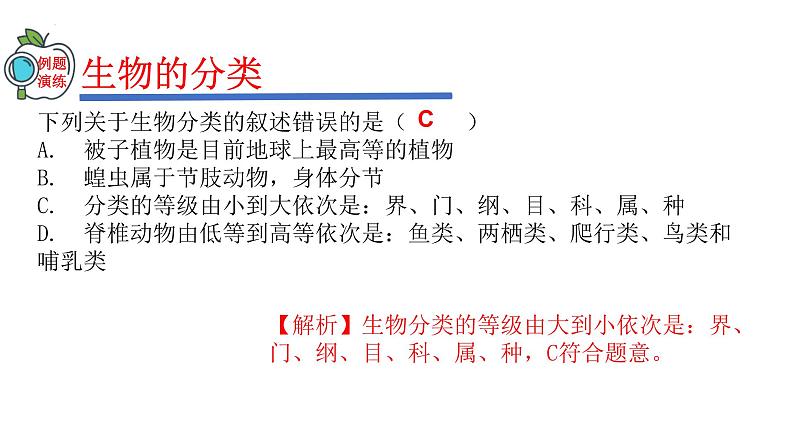 2023-2024学年八年级生物（人教版）上册同步精品课件 6.1.2 从种到界07