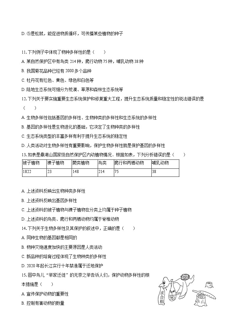 2023-2024学年贵州省黔东南州从江县东朗中学八年级（上）开学生物试卷（含解析）03