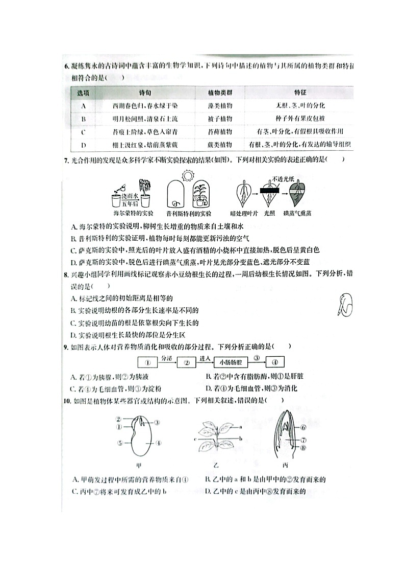 2023年山东省东营市生物中考真题02