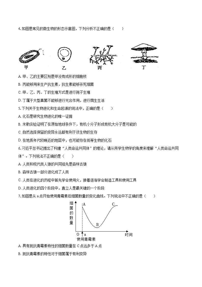 2022-2023学年江苏省盐城市建湖县八年级（上）期末生物试卷（含详细答案解析）02