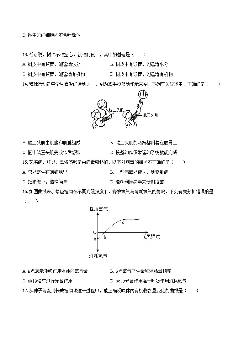 2022-2023学年江西省吉安市永新县八年级（上）期末生物试卷(含详细答案解析)03