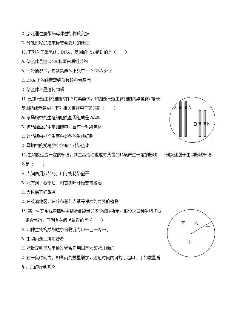 2022-2023学年山东省济宁市曲阜市八年级（上）期末生物试卷(含详细答案解析)03