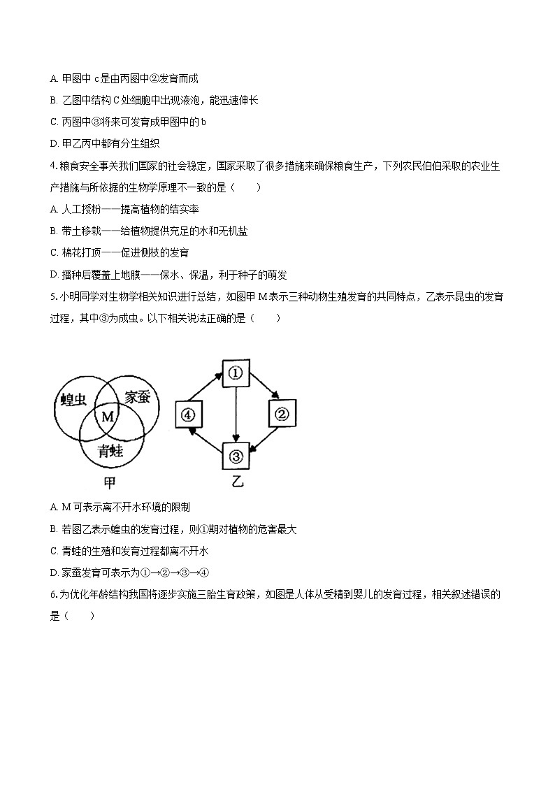 2022-2023学年山东省枣庄市薛城区年八年级（上）期末生物试卷(含详细答案解析)02