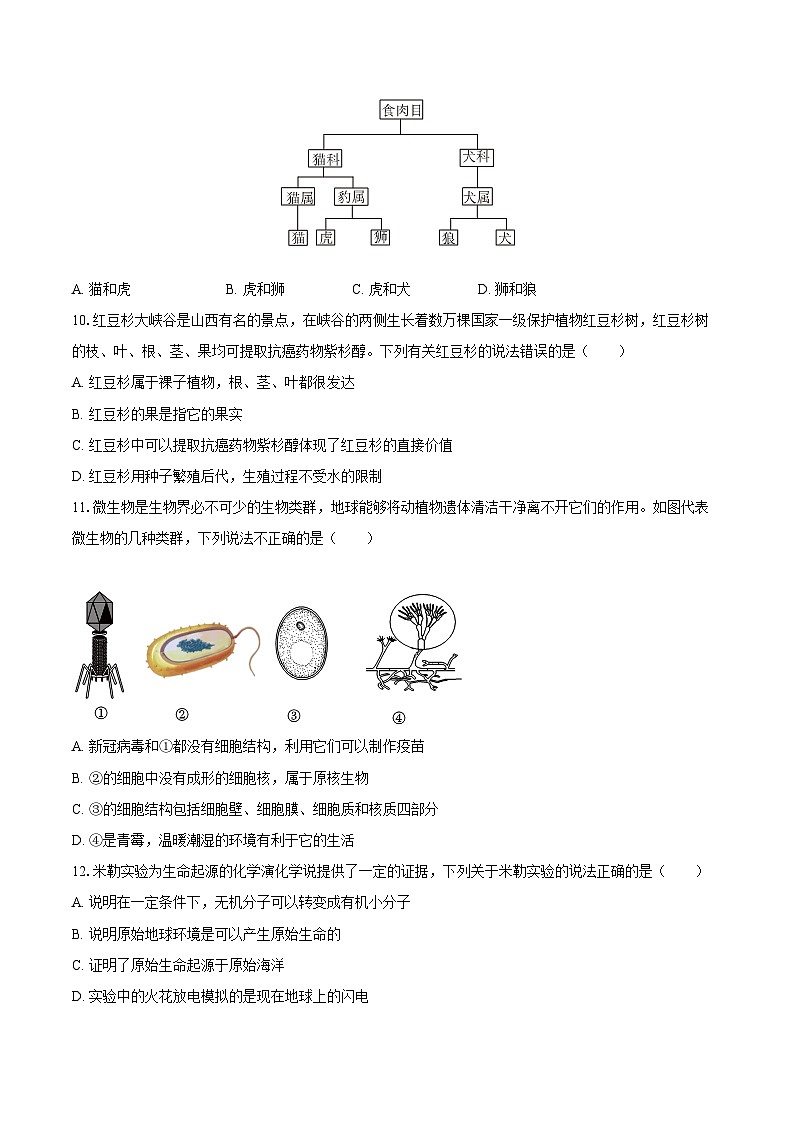 2022-2023学年山西省长治市八年级（上）期末生物试卷（含详细答案解析）02