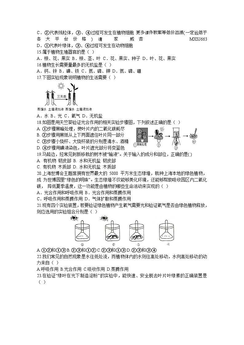福建省南安市市区联盟校2023-2024学年七年级上学期12月月考生物试题第2页