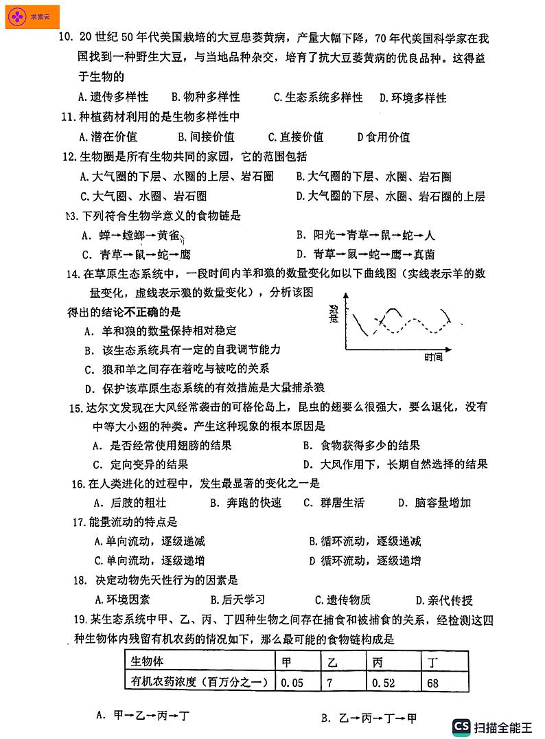 江苏省南京市玄武区南京市第九中学等2校2022-2023学年八年级上学期期末生物试题02