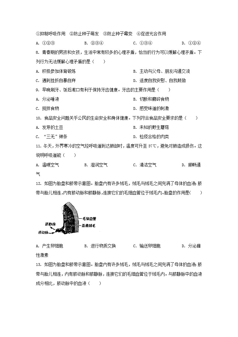 2023年湖南长沙中考生物真题及答案第2页