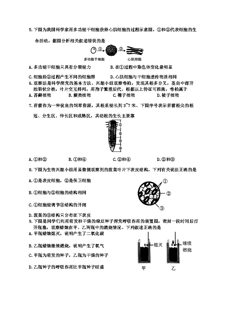 内蒙古呼和浩特市2023-2024学年七年级上学期期末生物试题02