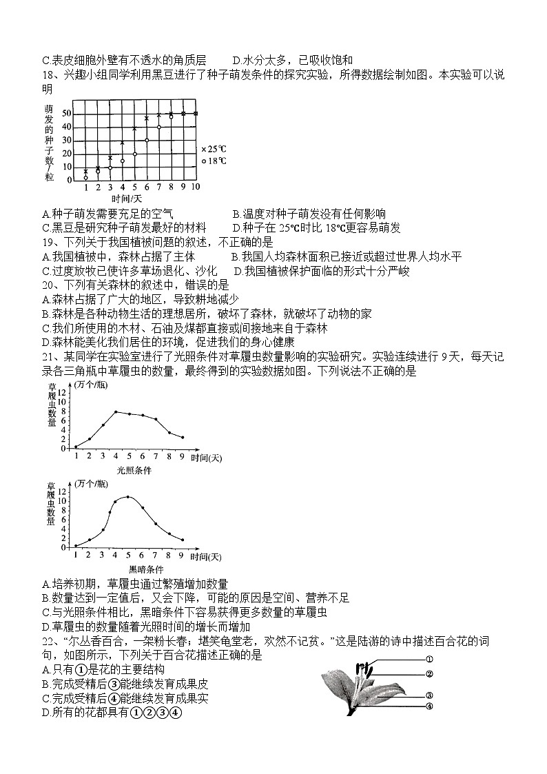四川省泸县第四中学2023-2024学年七年级上学期期末生物试题03