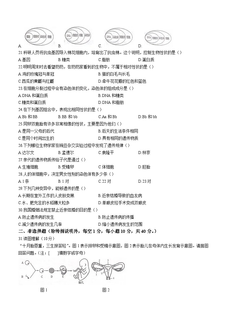 广东省揭阳市揭东区2023—2024学年八年级上学期期末教学质量监测生物试题03