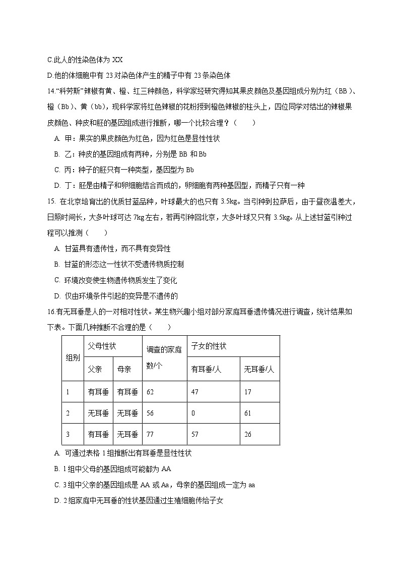2023-2024学年山东省禹城市八年级上册第二次月考生物试题（付解析）第3页