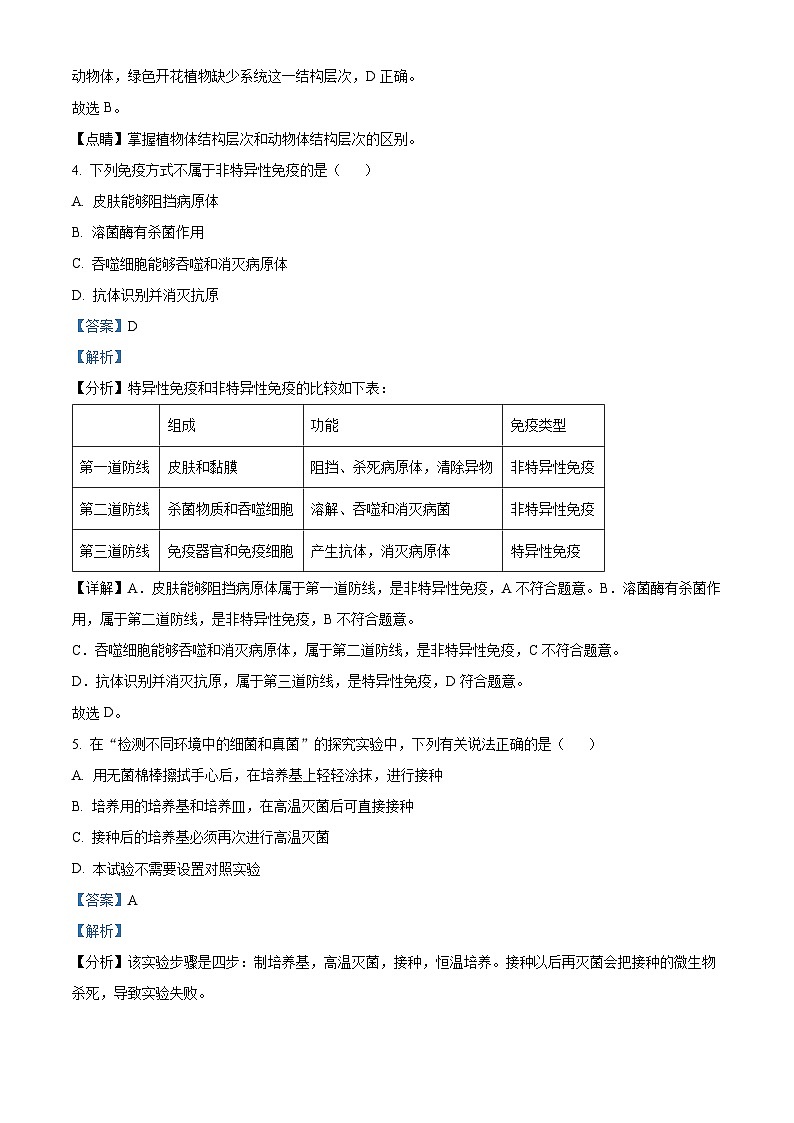 宁夏吴忠市利通区第一教研共同体2022-2023学年八年级下学期期末生物试题（解析版）03