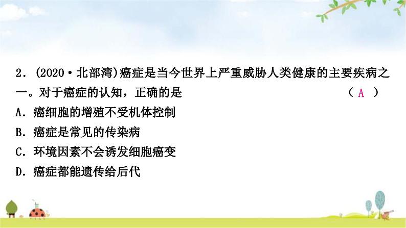 中考生物复习七年级上册第二单元生物体的结构层次第二章细胞怎样构成生物体课件03