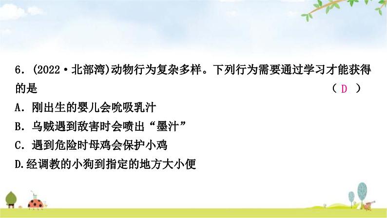 中考生物复习八年级上册第五单元生物圈中的其他生物第二章第三章课件07