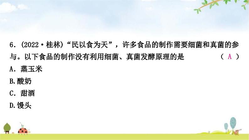 中考生物复习八年级上册第五单元生物圈中的其他生物第四章细菌和真菌第五章病毒课件07