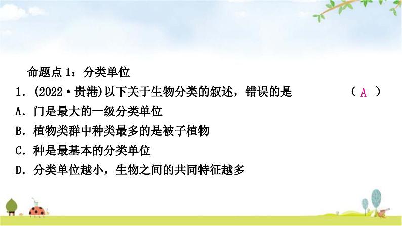 中考生物复习八年级上册第六单元生物的多样性及其保护课件第2页