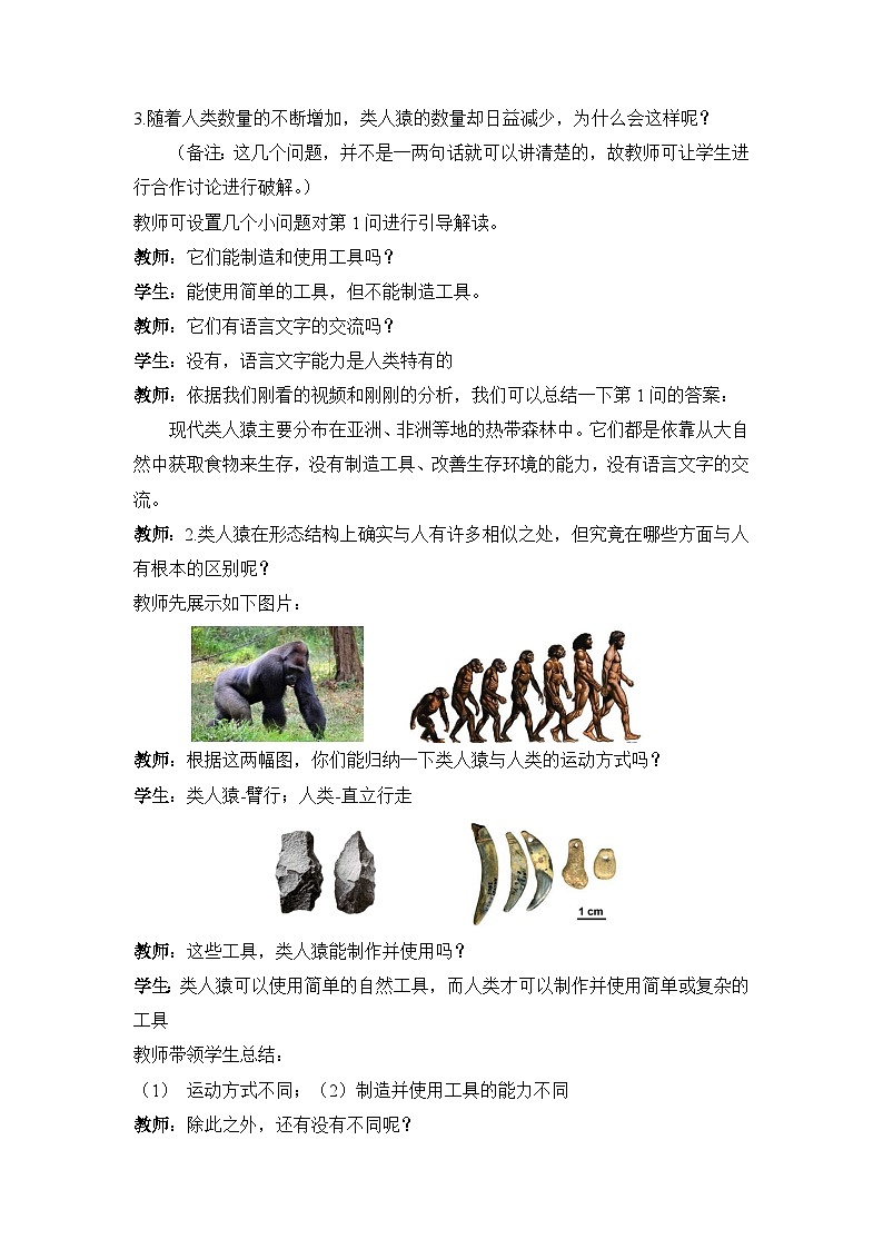 人教版生物七年级下册4.1.1《人的起源和发展》课件+教案03