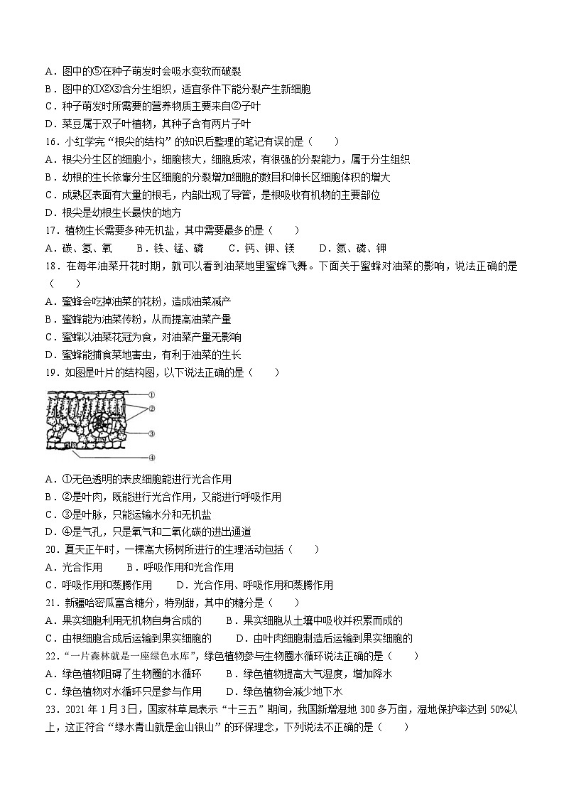 天津市河东区2023-2024学年七年级上学期期末考试生物试题03