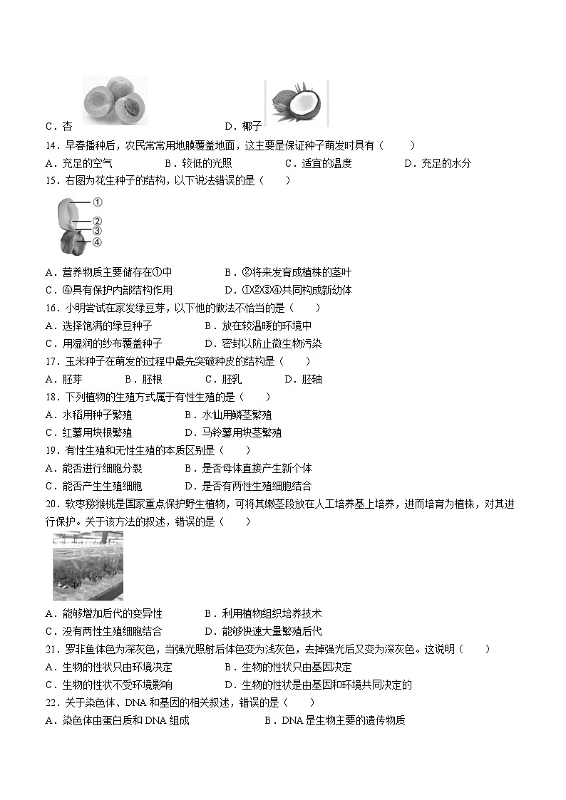 北京市昌平区2023-2024学年八年级上学期期末生物试题03