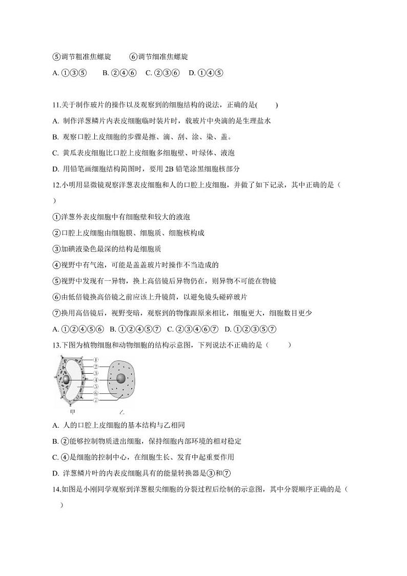 2023-2024学年江西省南昌市七年级上学期期中生物质量检测模拟卷（含答案）03