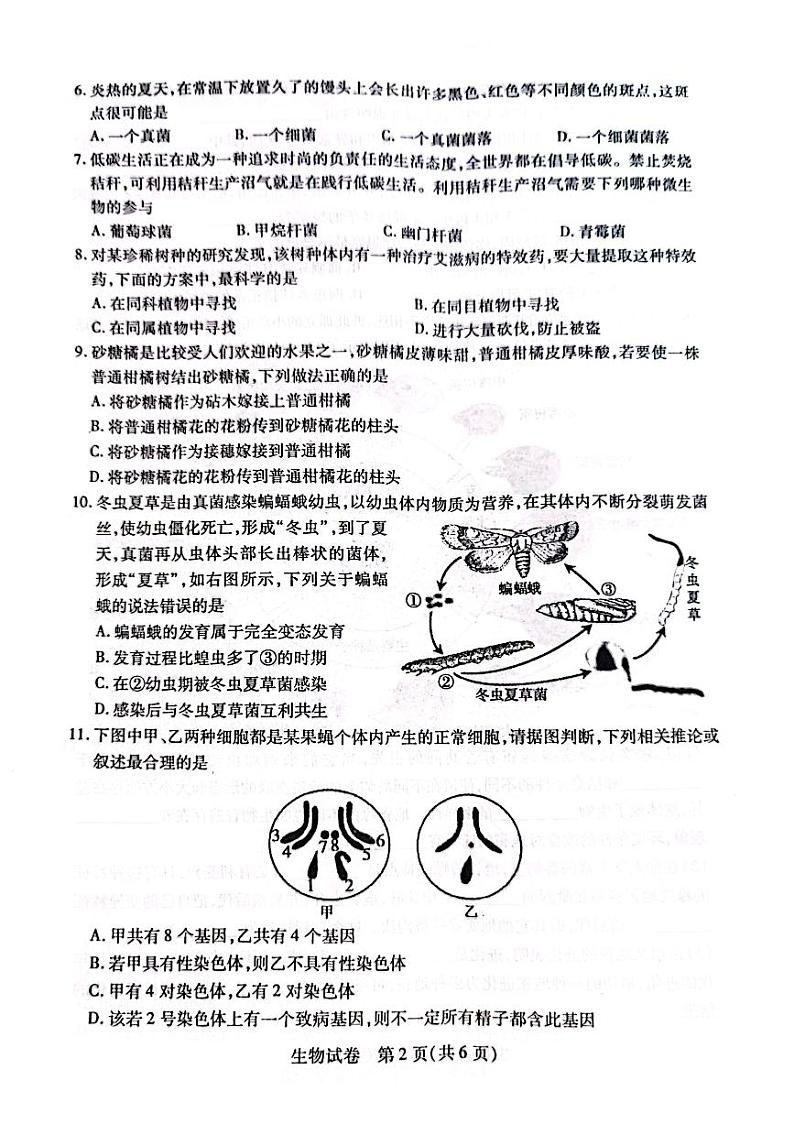 内蒙包头市青山区2023-2024学年八年级上学期期末生物试题第2页