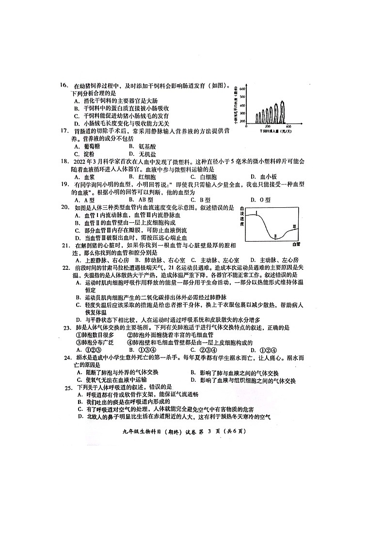 广东省揭阳市榕城区2023-2024学年九年级上学期期末考试生物试题03