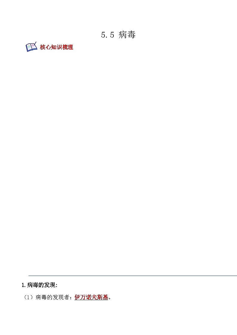 【全套精品专题】中考生物复习专题精讲 5.5 病毒-课后培优分级练（人教版）（解析版）第1页