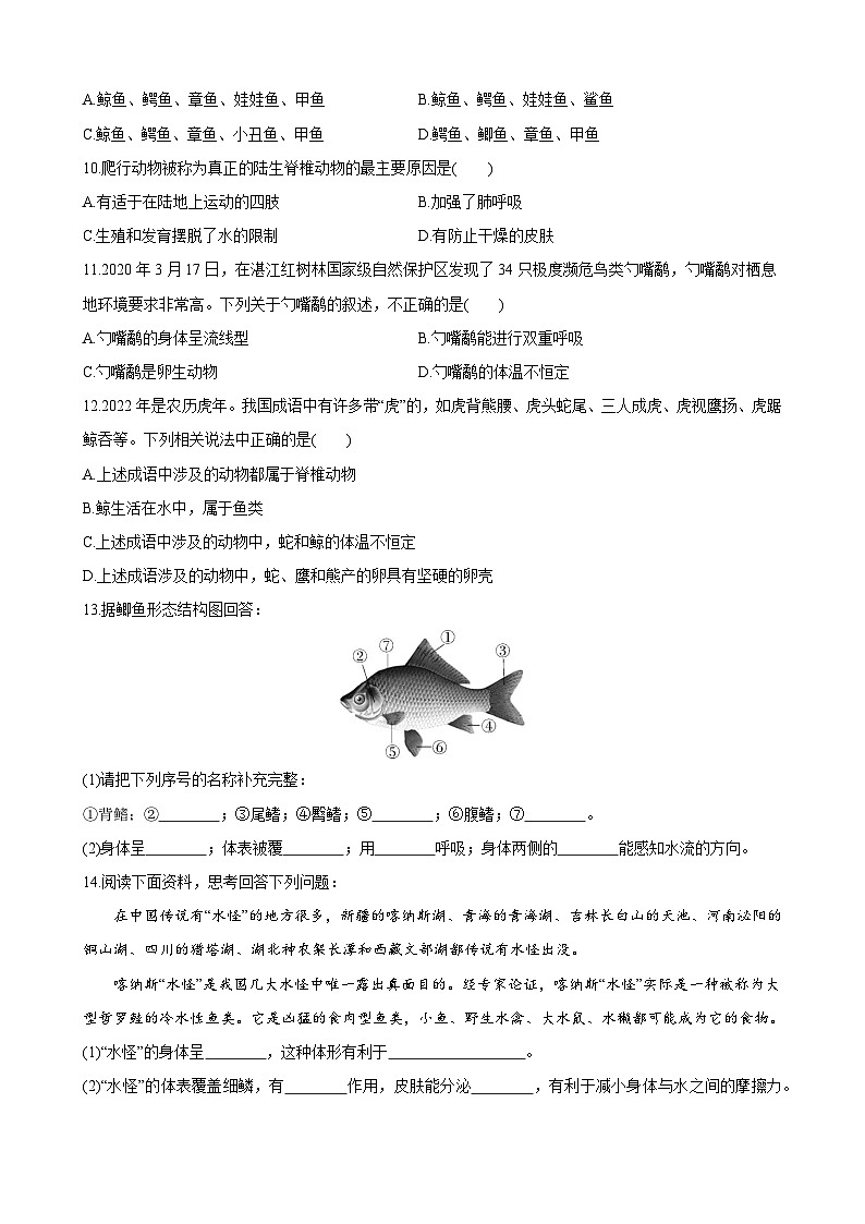 5.14.2 千姿百态的动物世界 同步练习第2页