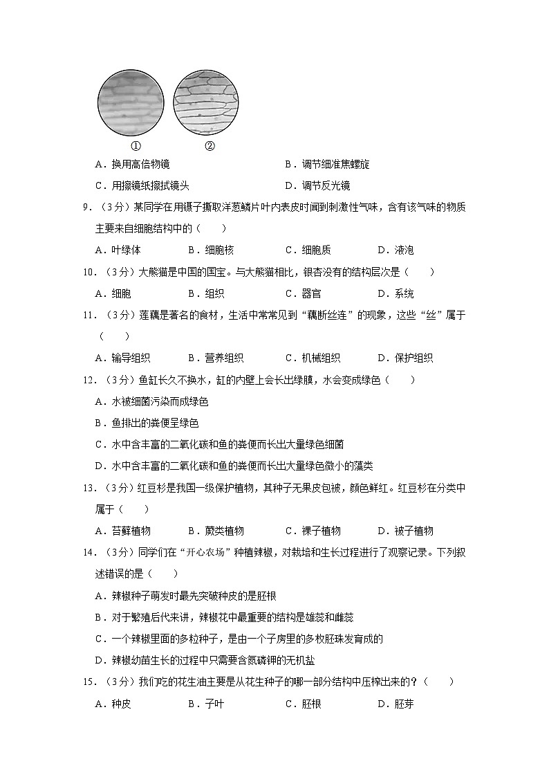 湖北省武汉市青山区2023-2024学年七年级上学期期末生物试卷02