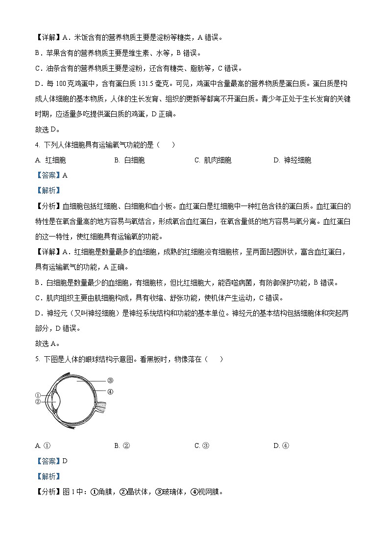 2023年福建省中考生物真题02