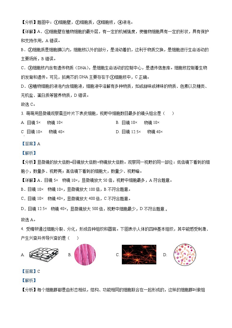 精品解析：河南省中考生物真题（解析版）第2页