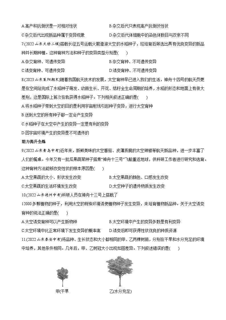 【全套精品专题】济南版 初中八年级上册生物复习专题 精讲  4.4.4 生物的变异 同步练习（带答案）02