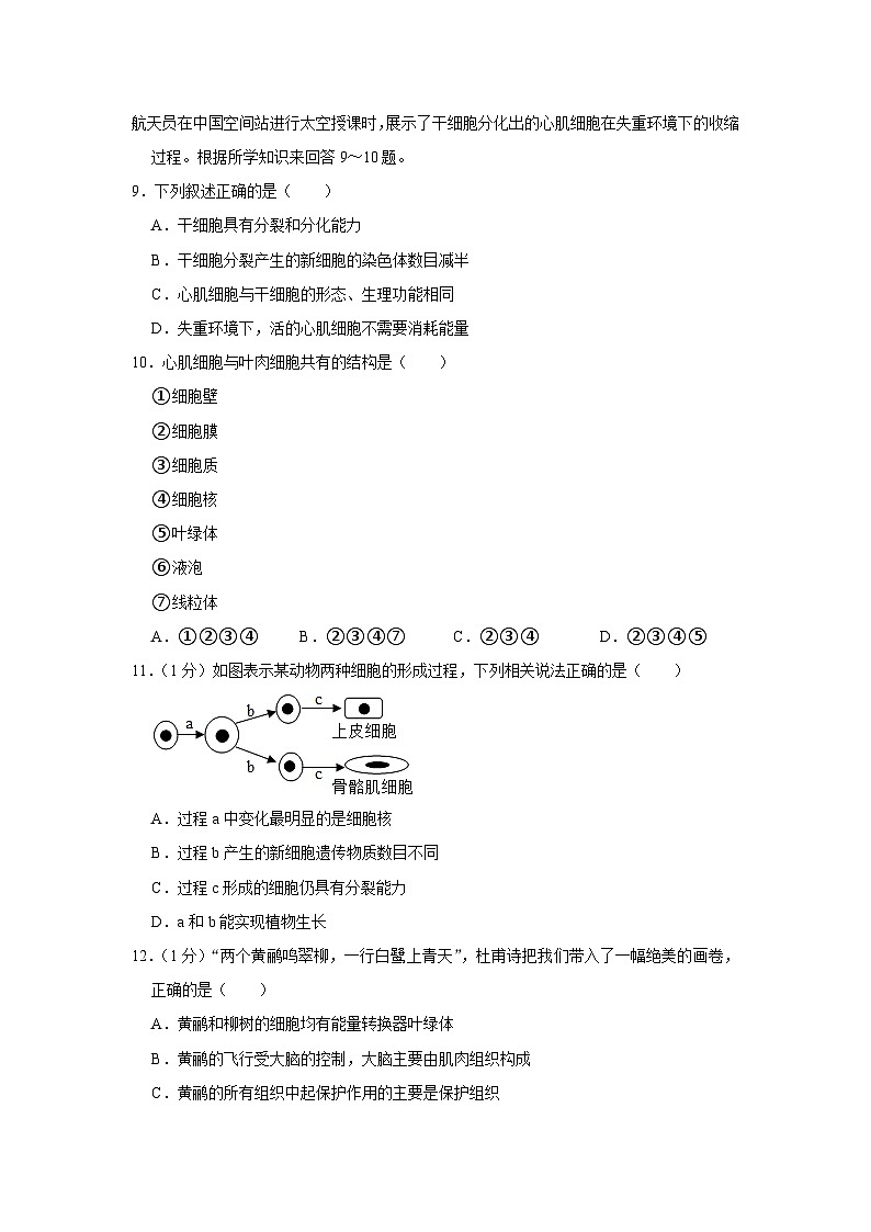 山东省青岛市市北区2023-2024学年七年级上学期期末生物试卷第3页
