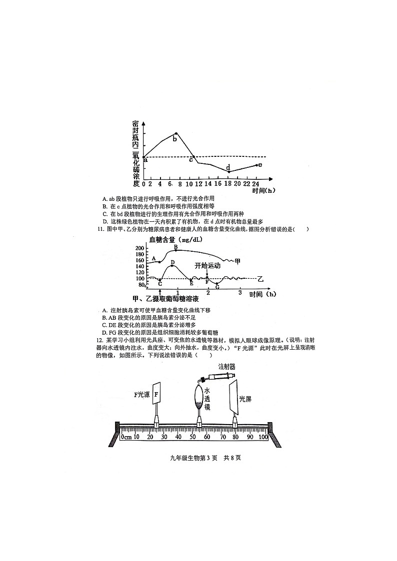 山东省菏泽市郓城县2023-2024学年九年级上学期期末教学质量检测+生物试题03