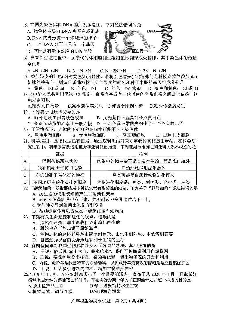 江西省赣州市章贡区2023_2024学年八年级上学期期末考试生物试题02