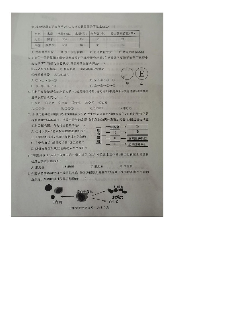 山东省德州市禹城市2023-2024学年七年级上学期期末生物试题02