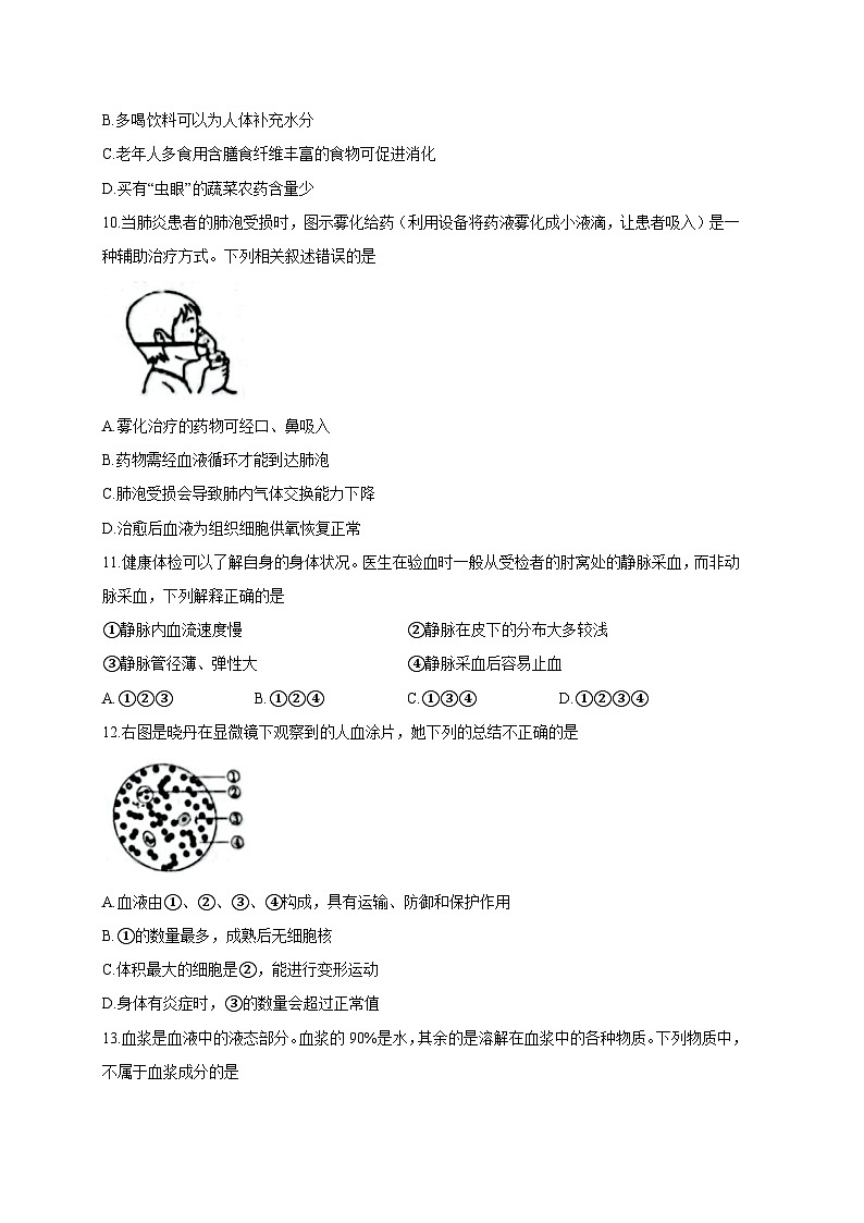 山东省烟台市牟平区2023-2024学年七年级上册期末考试生物模拟试题（附答案）03