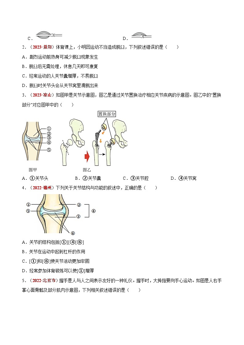 【备战2024中考】一轮复习 初中生物 真题分项汇编 专题09 动物的运动和行为（原卷+解析）.zip02