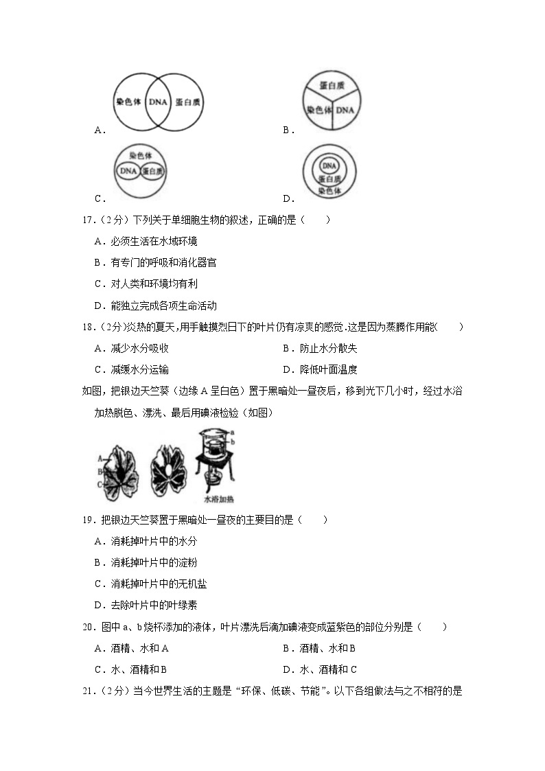 59，福建省泉州市永春县2023-2024学年七年级上学期期末生物试卷03