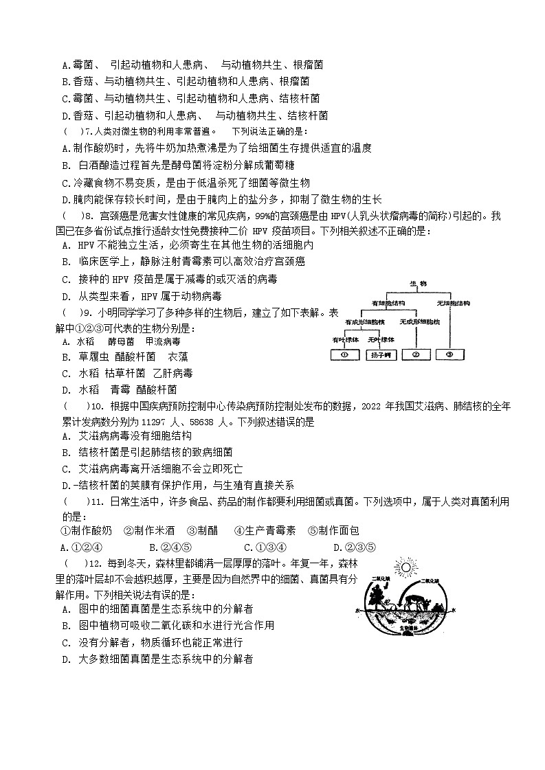 20，湖北省十堰市实验中学2023-2024学年八年级上学期11月月考生物试题02
