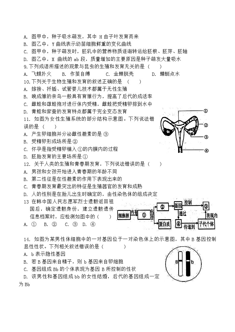 山东省济宁市微山县2023—2024学年八年级上学期期末考试生物试题03