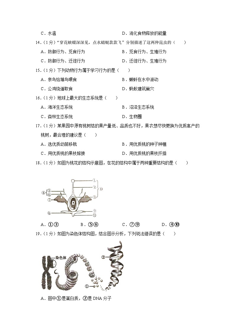 河南省平顶山市叶县2023-2024学年八年级上学期期末生物试卷第3页