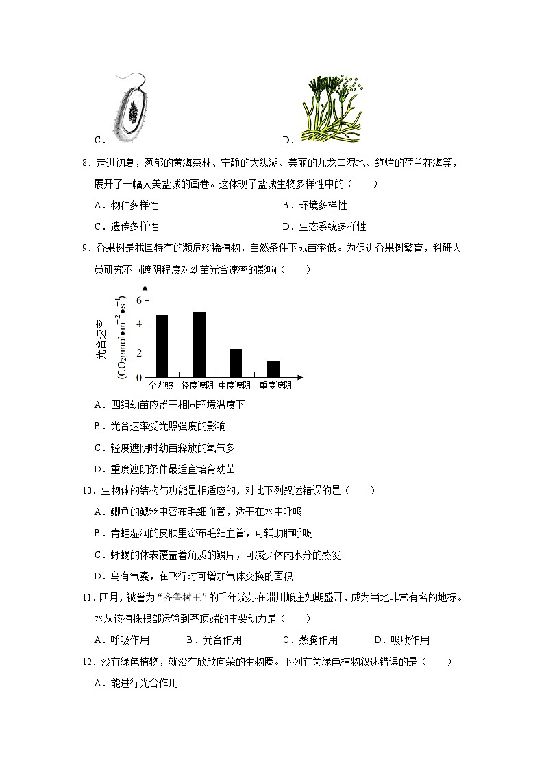 2023年山东省淄博市淄川区中考生物一模试卷03