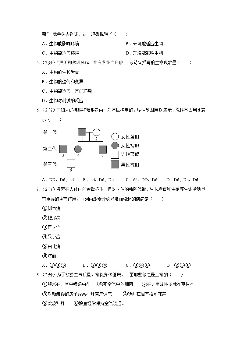 2023年山西省晋中市介休市部分学校中考生物模拟试卷+第2页