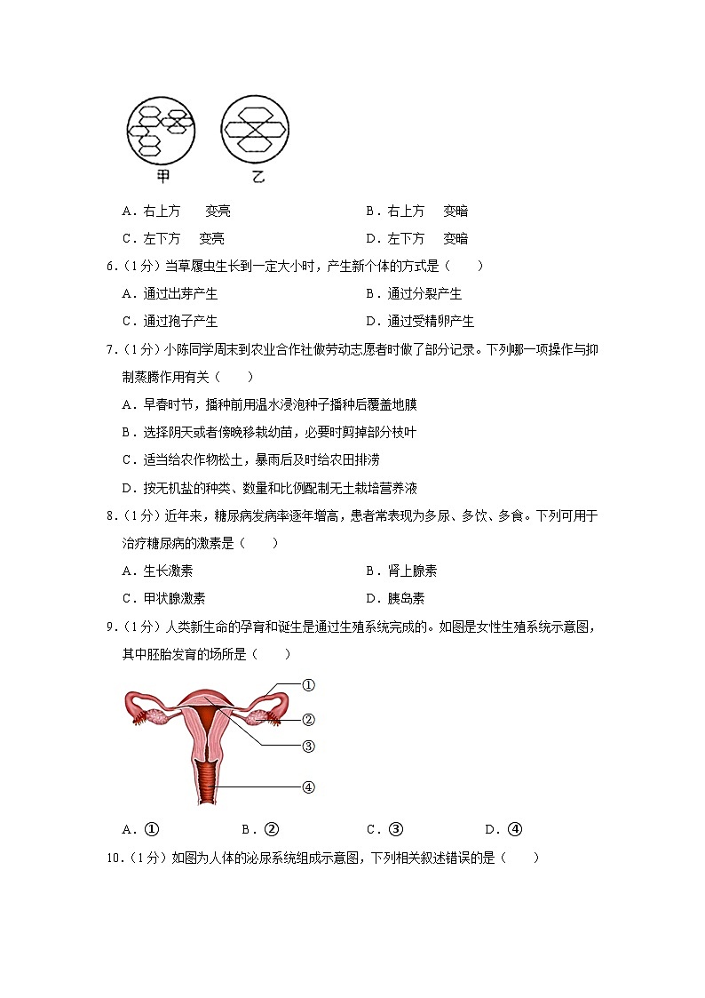 2023年吉林省白山市抚松县五校中考生物模拟试卷（原卷+解析版）02
